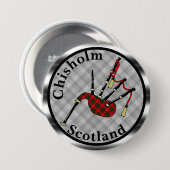 Chisholm Tartan Bagpipes Ronde Button 7,6 Cm (Voorkant /achterkant)