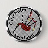 Chisholm Tartan Bagpipes Ronde Button 7,6 Cm (Voorkant)