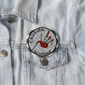 Chisholm Tartan Bagpipes Ronde Button 7,6 Cm (In situ)