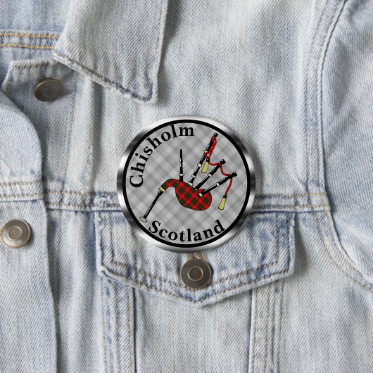 Chisholm Tartan Bagpipes Ronde Button 7,6 Cm (In situ)