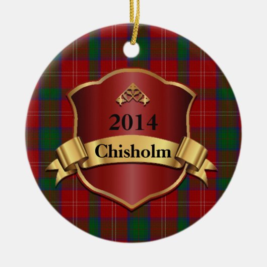 Chisholm Tartan Pset Aangepast versiering Keramisch Ornament (Voorkant)