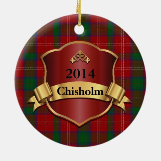 Chisholm Tartan Pset Aangepast versiering Keramisch Ornament (Achterkant)