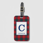 Chisholm Tartan Red en Blue Pset Pattern Bagagelabel (Voorkant (verticaal))