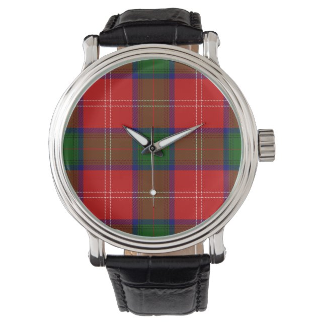 Chisholm tartan red green plaid horloge (Voorkant)