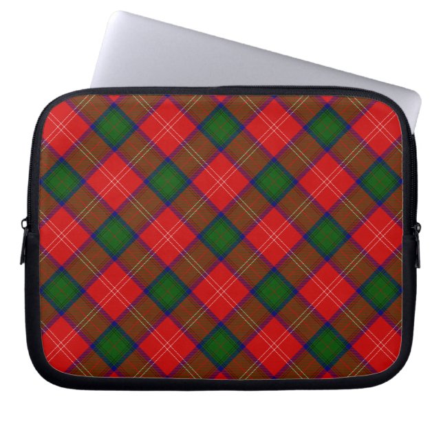 Chisholm tartan red green plaid laptop sleeve (Voorkant)