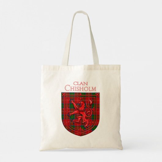 Chisholm Tartan Scottish Play Lion Rampant Tote Bag (Achterkant)