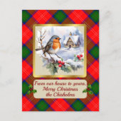 Chisholm Tartan w/Robin Gepersonaliseerd Feestdagenkaart (Voorkant)