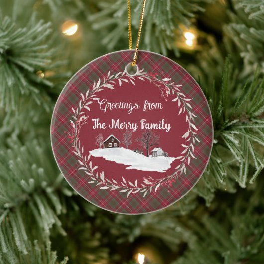 Chisholm Weathered Original Scottish Tartan Keramisch Ornament (Boom)