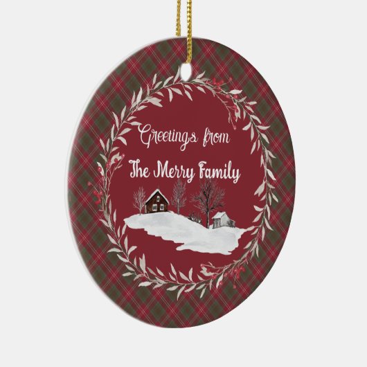 Chisholm Weathered Original Scottish Tartan Keramisch Ornament (Rechts)