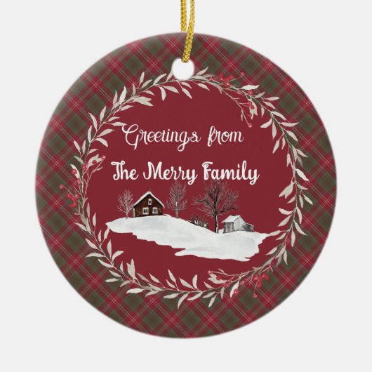 Chisholm Weathered Original Scottish Tartan Keramisch Ornament (Voorkant)