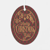 Chisholm Weathered Scottish Tartan Christmas Metalen Ornament (Voorkant links)