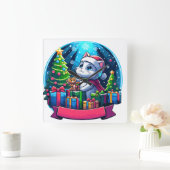 Chistmas cat vierkante klok (Huis)