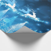 Chistmas Holiday - Blauwe Kerstman en Sleigh Cadeaupapier (Hoek)