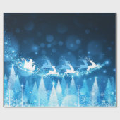 Chistmas Holiday - Blauwe Kerstman en Sleigh Cadeaupapier (Vlak)
