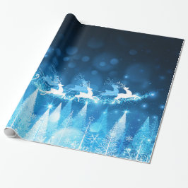 Chistmas Holiday - Blauwe Kerstman en Sleigh Cadeaupapier