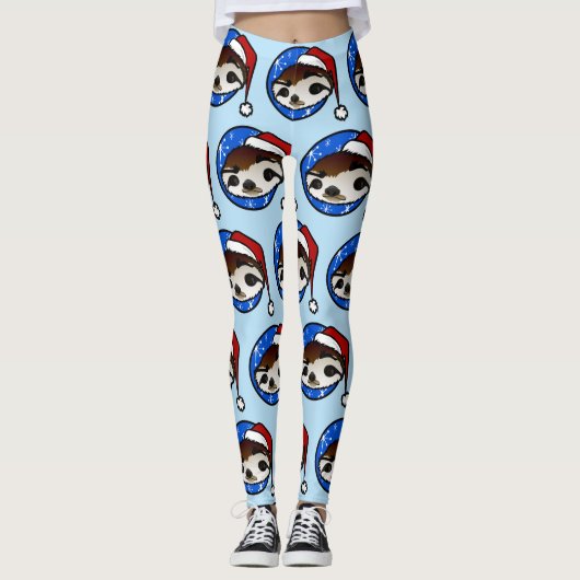 CHISTMAS HOLIDAY SLOTH SANTA PATTERN LEGGINGS (Voorkant)