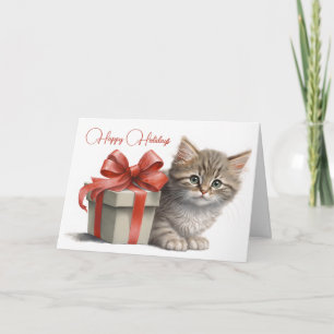 Chistmas Kat met cadeaudoos Kaart