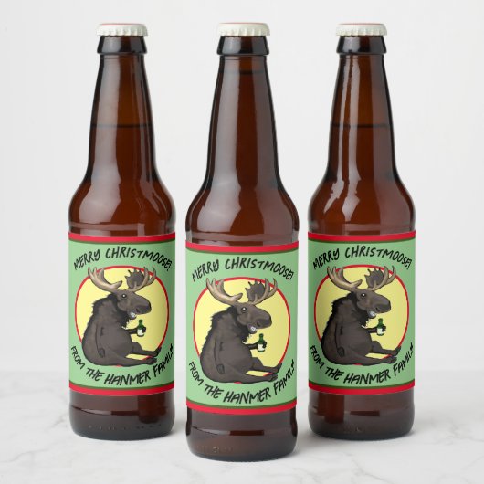 Chistmas Moose Bottle Labels Bier Etiket (Flessen)