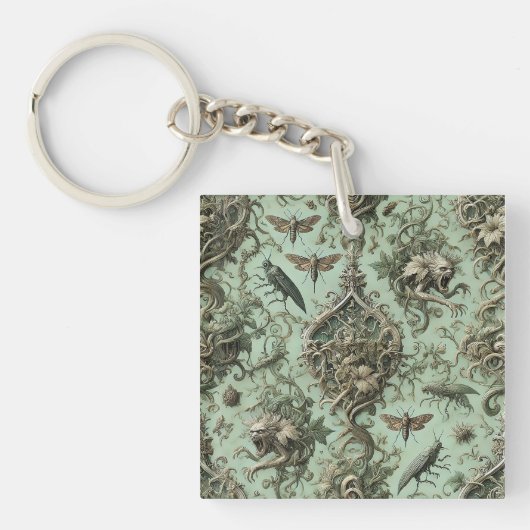 Chitinous Elegy – Gothic Insect behang ontwerp Sleutelhanger (Voorkant)