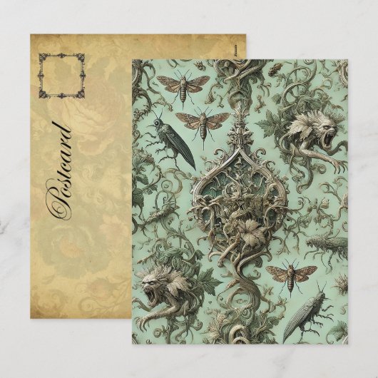 Chitinous Elegy – Gothic Insect Feestdagenkaart (Voorkant / Achterkant)