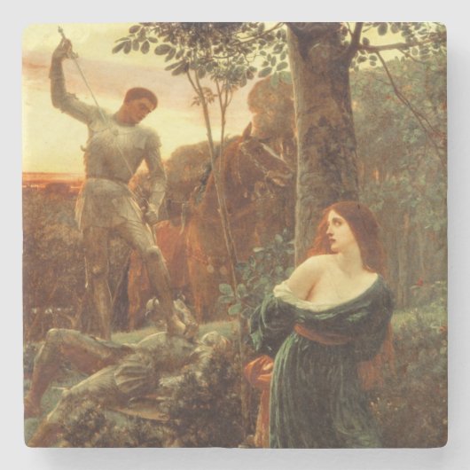 Chivalerie (door Frank Dicksee) Stenen Onderzetter (Voorkant)