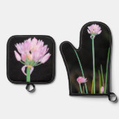 Chives Bloemen Ovenwant & Pannenlap Set (Voorkant)