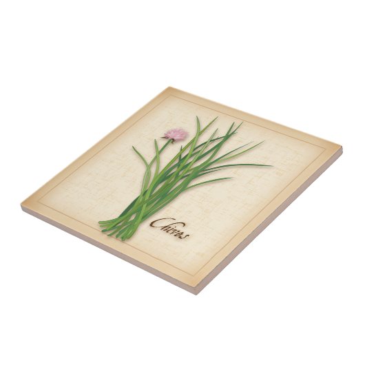 Chives Herb Ceramic Tile Tegeltje (Zijkant)