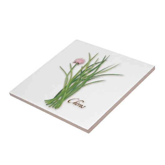 Chives Herb Ceramic Tile Tegeltje (Zijkant)