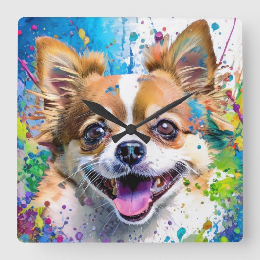 Chiwawa Dog Vierkante Klok (Voorkant)
