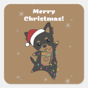 Chiwawa Kersthond Winterdieren Honden Square S Vierkante Sticker