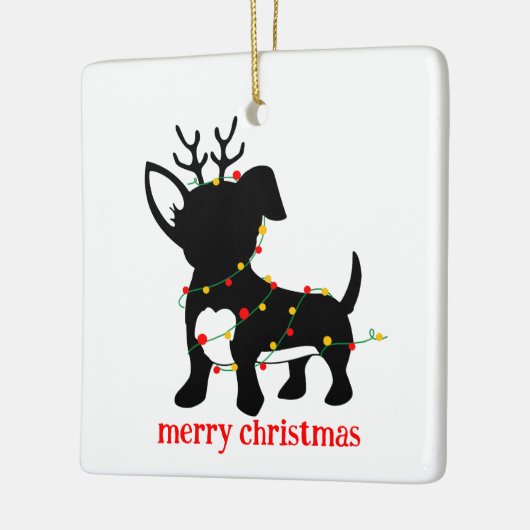 Chiweenie kerstverlichting keramisch ornament (Links)