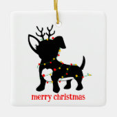 Chiweenie kerstverlichting keramisch ornament (Voorkant)