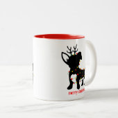 Chiweenie kerstverlichting tweekleurige koffiemok (Voorkant rechts)