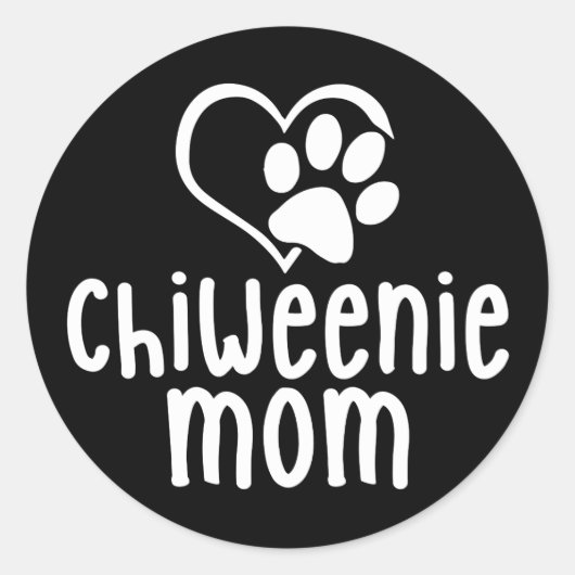 Chiweenie mam puppy hart poot liefde ronde sticker (Voorkant)