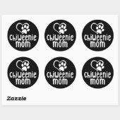 Chiweenie mam puppy hart poot liefde ronde sticker (Vel)