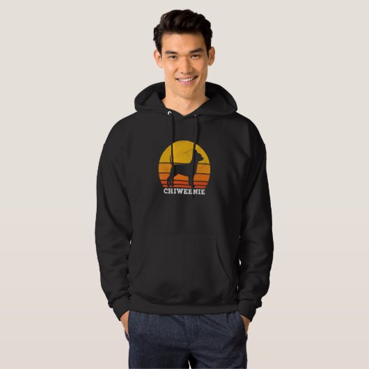 Chiweenie Sunset Retro  Chiweenie Hondenliefhebber Hoodie (Voorkant volledig)