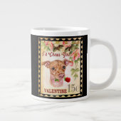 Chiweenie  Valentijn Funny Dog met Roos Grote Koffiekop (Rechts)