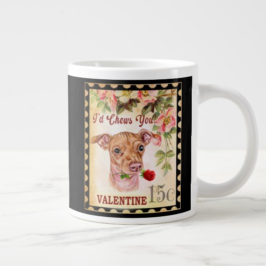 Chiweenie  Valentijn Funny Dog met Roos Grote Koffiekop (Rechts)