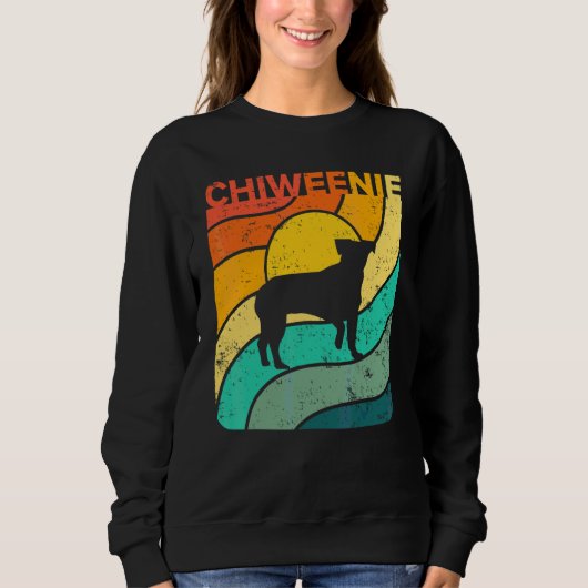 Chiweenie Vintage Zonsondergang Moeder Vader Trui (Voorkant)