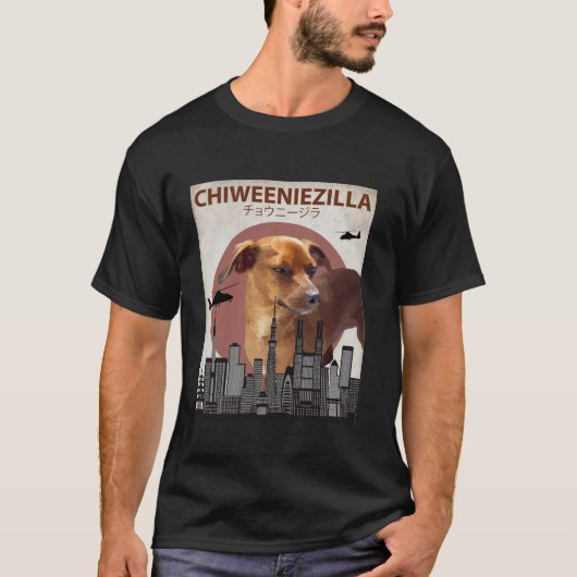 Chiweeniezilla Funny Chiweenie T Shirt Hondenliefh (Voorkant)