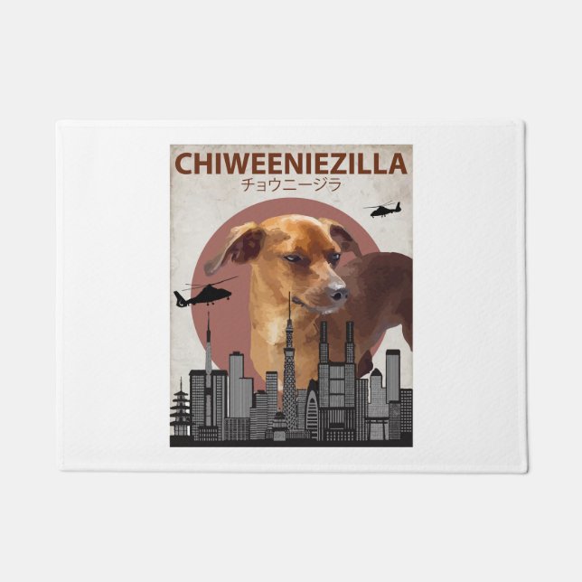 Chiweeniezilla Funny Chiweenie T-shirt Hondenliefh Deurmat (Voorkant)