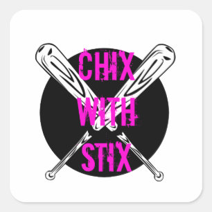 Chix met Stix Vierkante Sticker