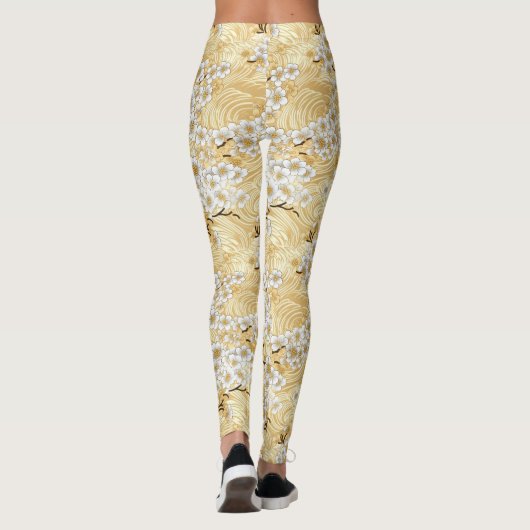 Chiyogami Pruimenbloesem Bloemmotief Leggings (Achterkant)