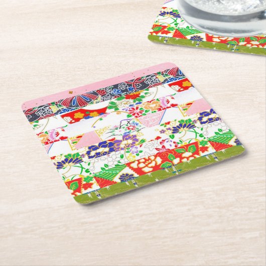 Chiyogami Rice Paper Pattern Kartonnen Onderzetters (Schuin)