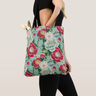 Chiyogami rood en wit Camelia patroon Tote Bag