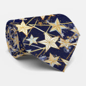 Chiyogami Sterpatroon op Donkerblauwe Achtergrond Stropdas (Opgerold)
