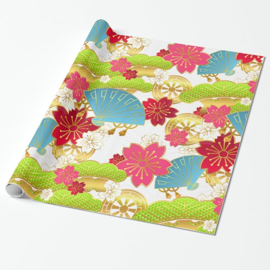 Chiyogami style Giftwrap Cadeaupapier (Uitgerold)