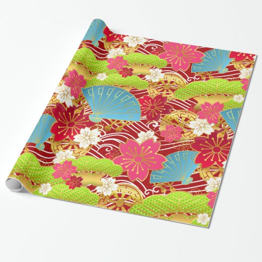 Chiyogami style Giftwrap Cadeaupapier (Uitgerold)