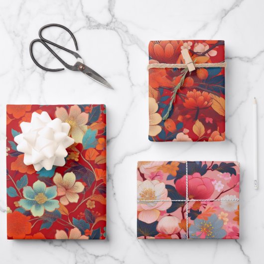 Chiyogami Yuzen Washi Style patroon Inpakpapier Vel (Voorkant)