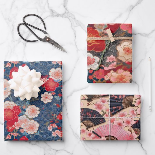 Chiyogami Yuzen Washi Style patroon Inpakpapier Vel (Voorkant)